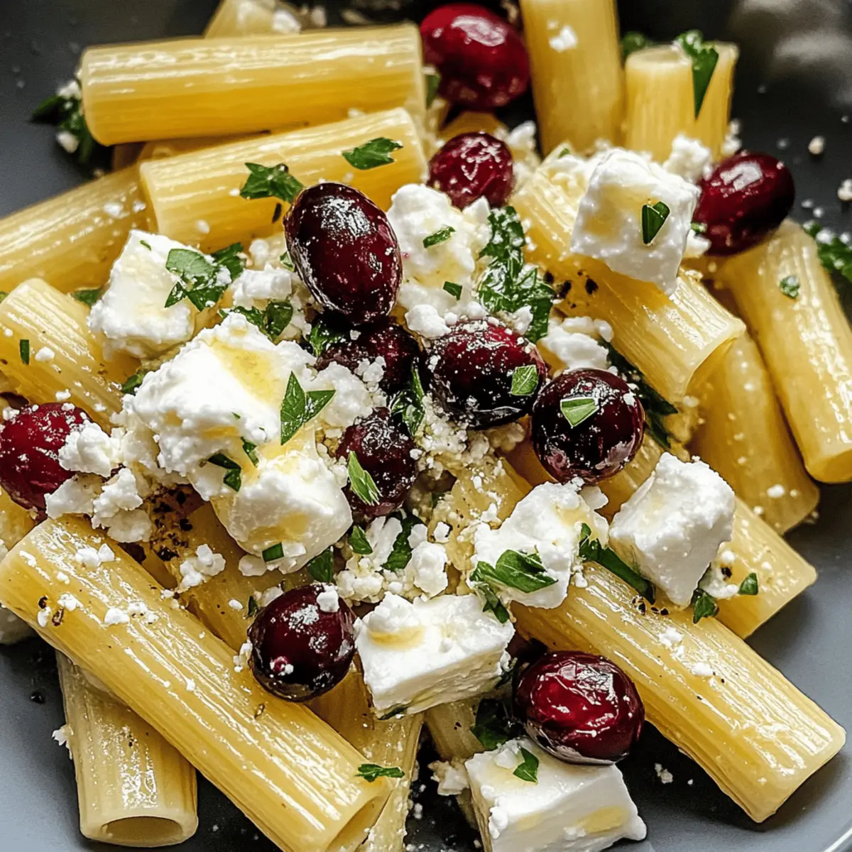 Feta-Cranberry Rigatoni-Salat mit Zitronenvinaigrette