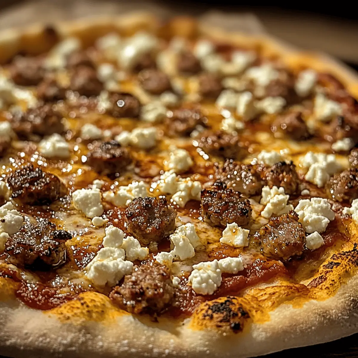 Der Ausgang: Heißer Würstchen-Feta-Honig-Pizza Genuss