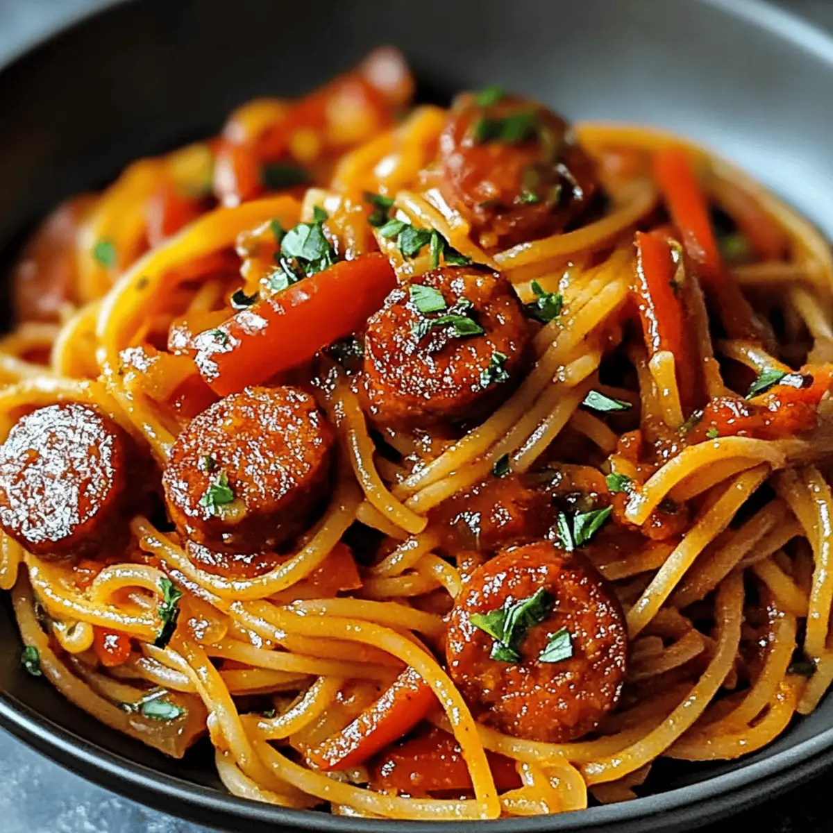 Haitian Spaghetti mit Cajun-Wurst: Ein würziger Genuss
