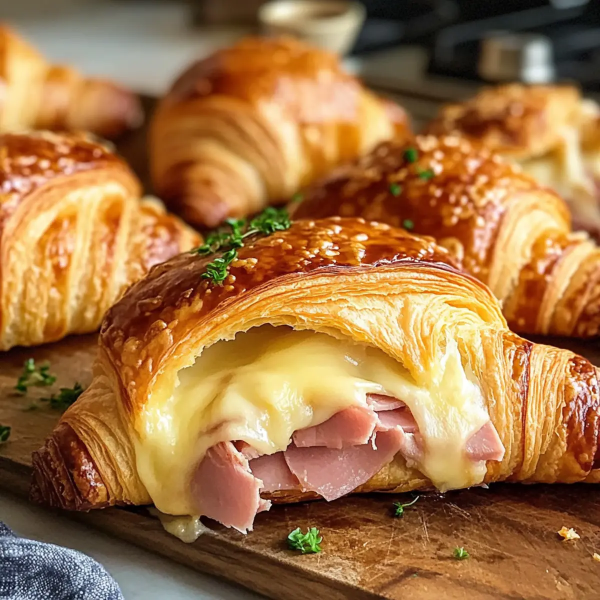 30-Minuten gebackene Schinken- und Käse-Croissants