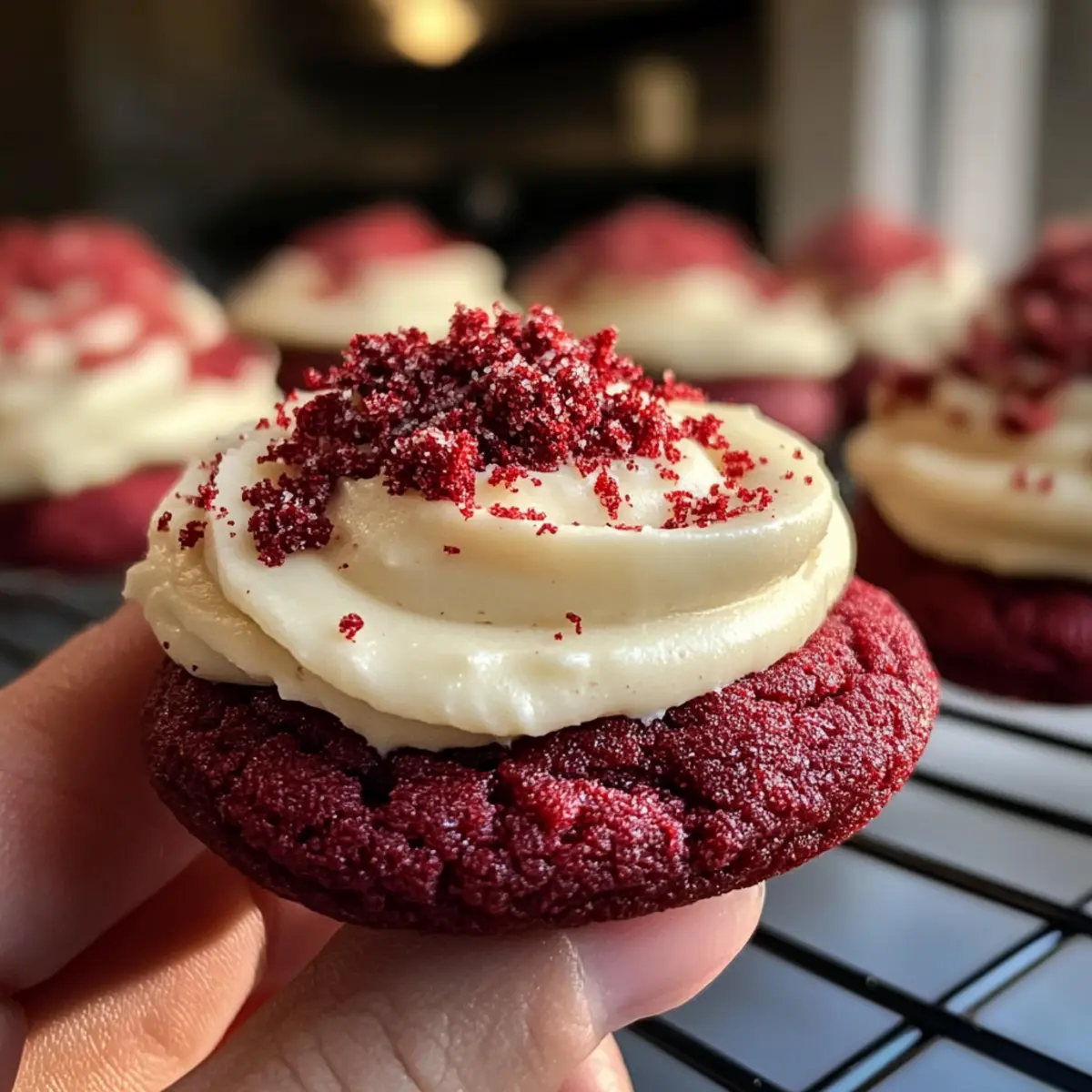Crumbl Copycat Rote Samt-Kekse mit Frischkäsefrosting