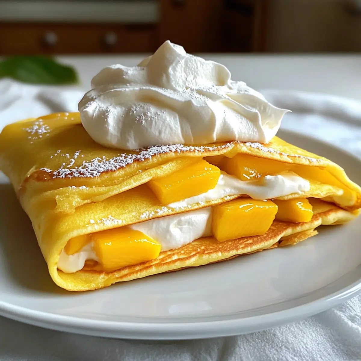 Mango-Pfannkuchen mit Sahnefüllung genießen