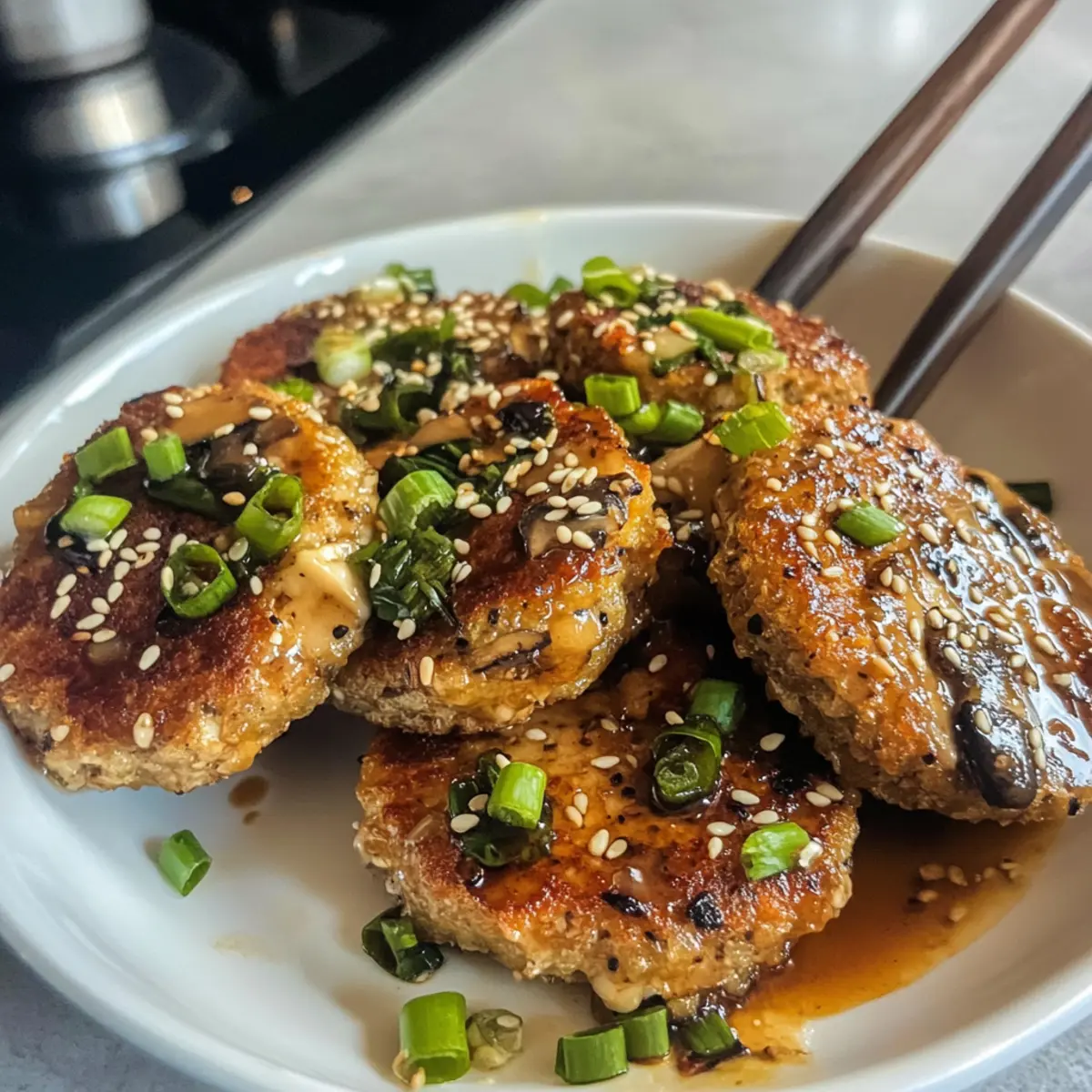 Pilz- und Tofu-Patties mit leckerer Knoblauchsauce