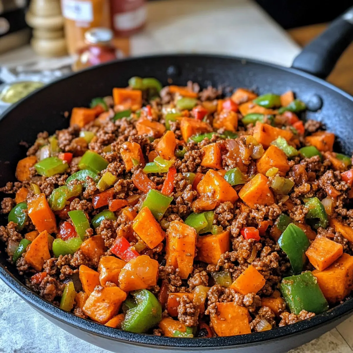 Tex-Mex Rinderhackfleisch Süßkartoffel Pfanne schnell gemacht