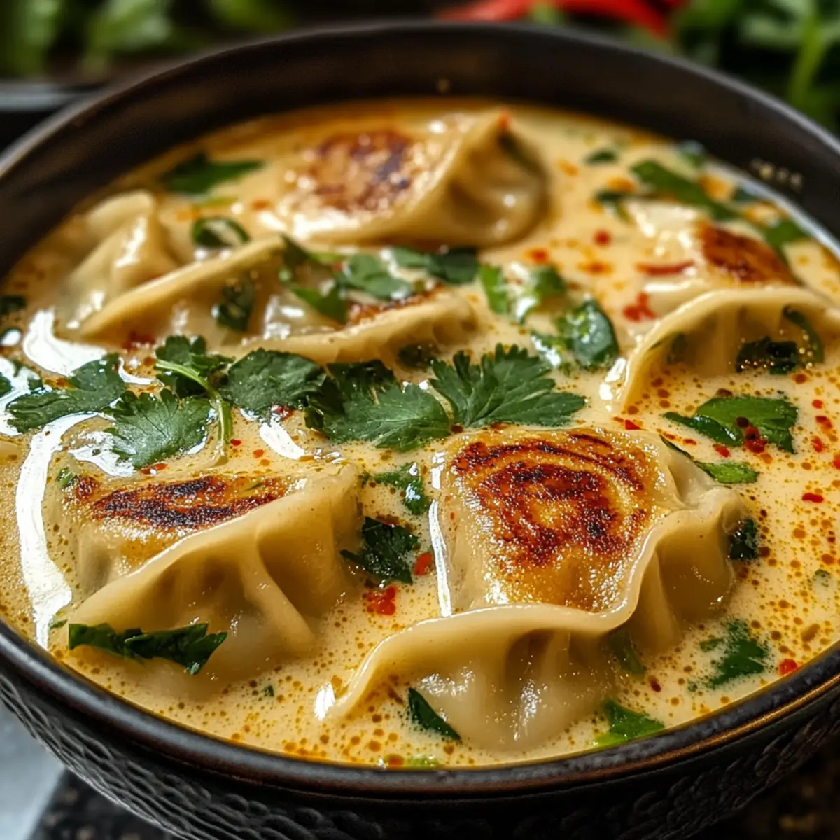 Thai-Teigtaschen-Kokosnuss-Suppe für dein Wohlbefinden