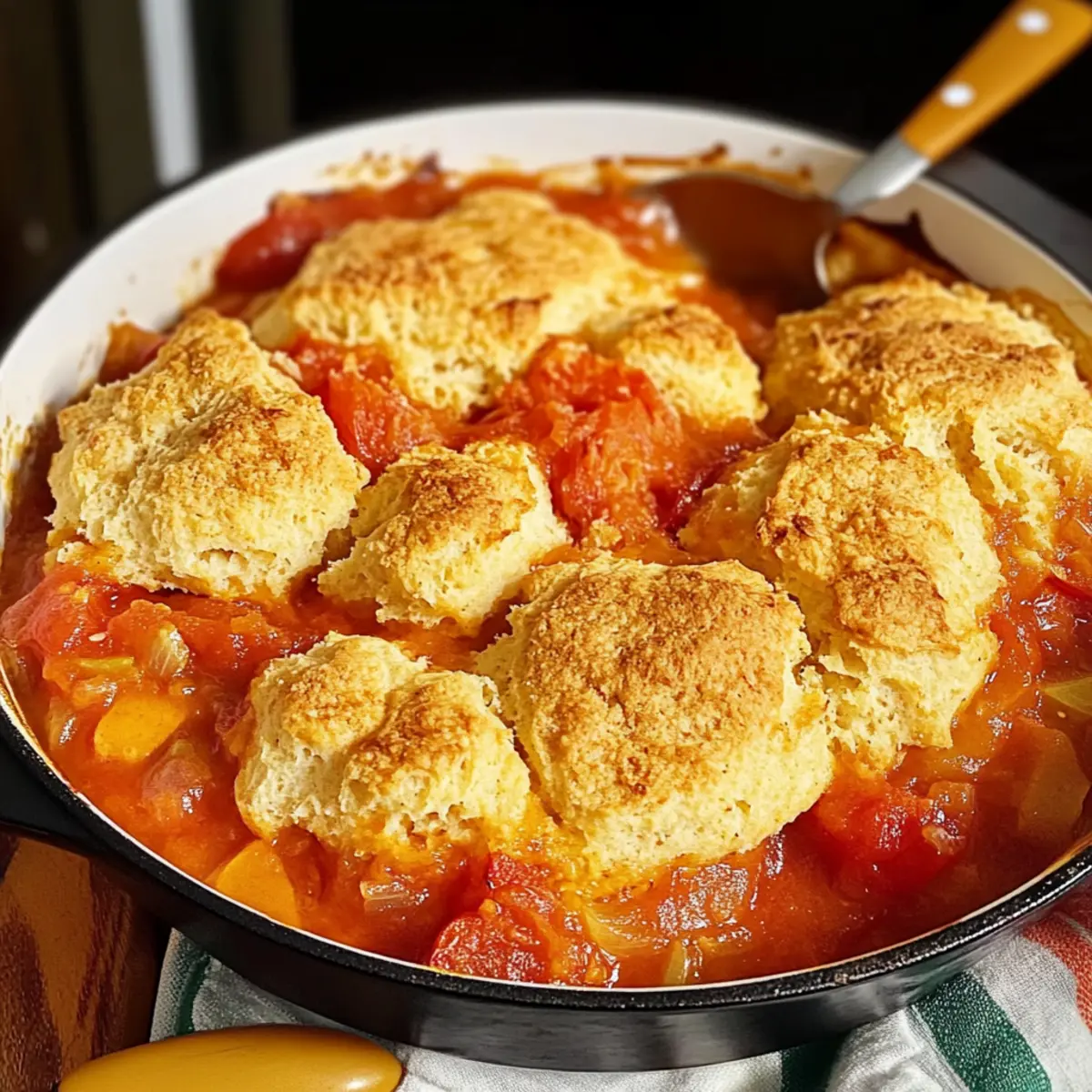 Tomaten Cobbler mit Pimento Käse Keksen genießen