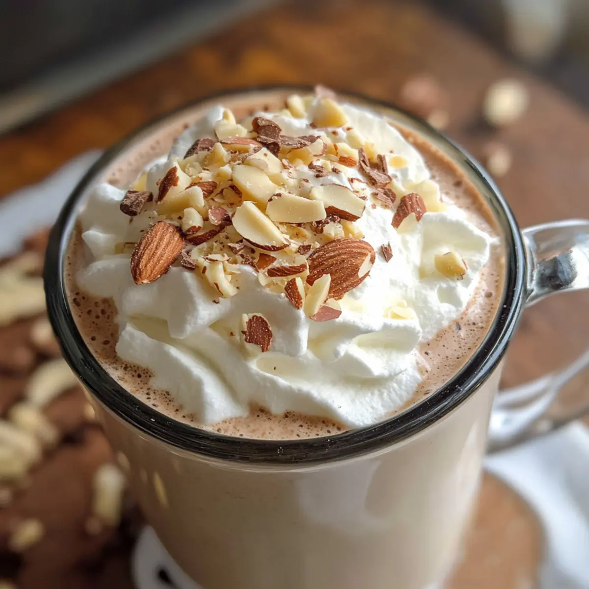 Mandeln heiße Schokolade für kalte Tage genießen