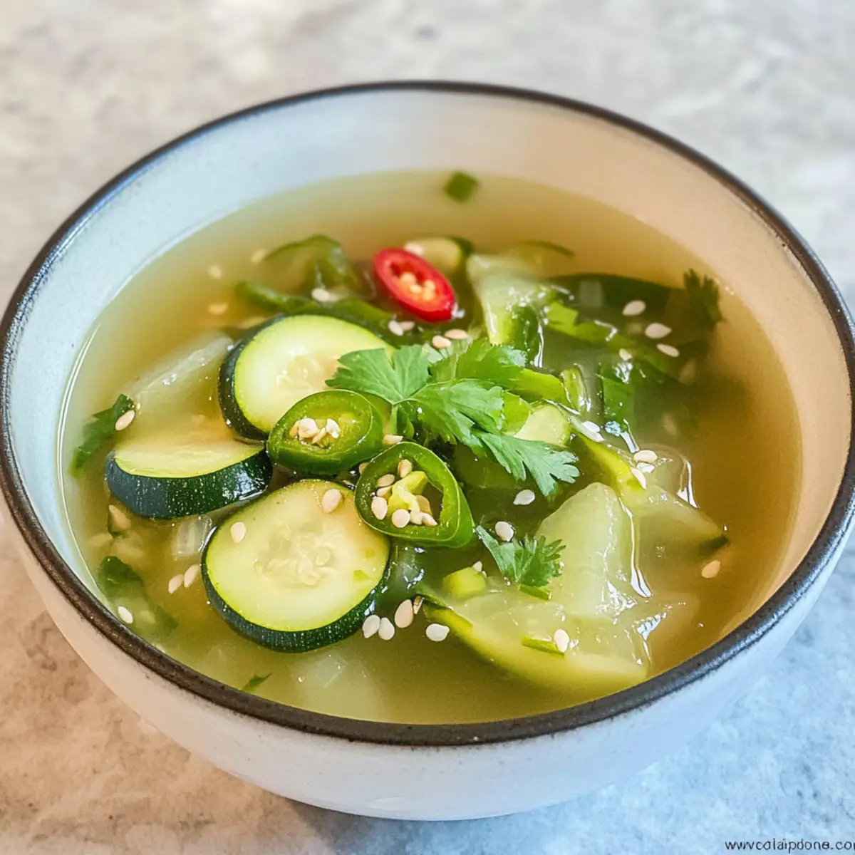 Asiatische klare Zucchinisuppe ganz einfach zubereiten