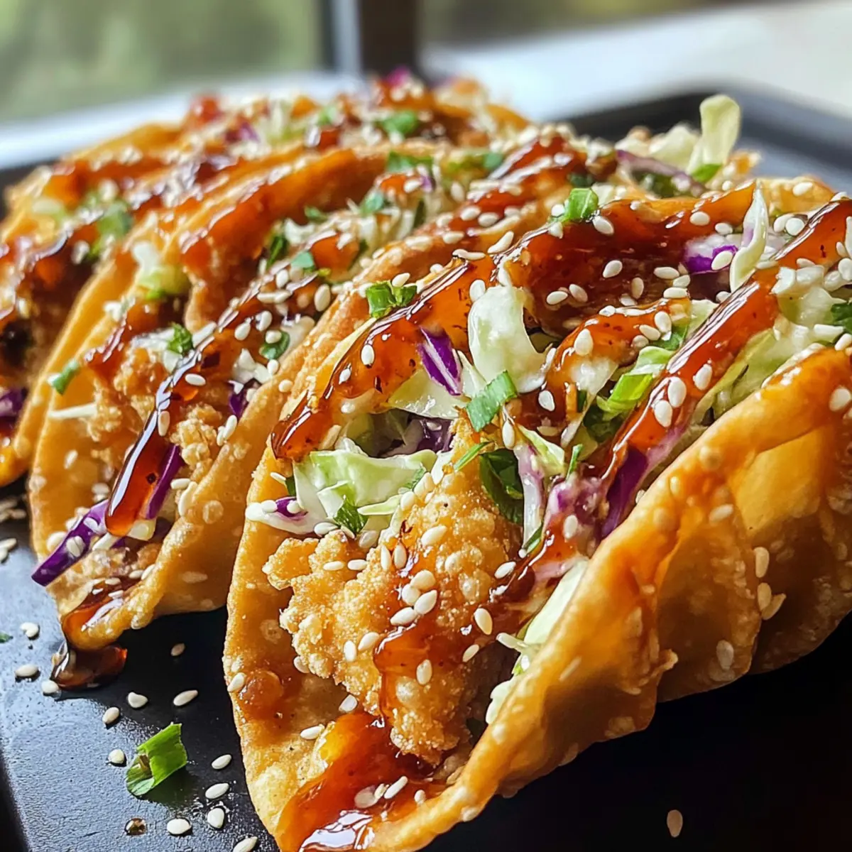 Krosse Hähnchen Wonton Tacos in 30 Minuten