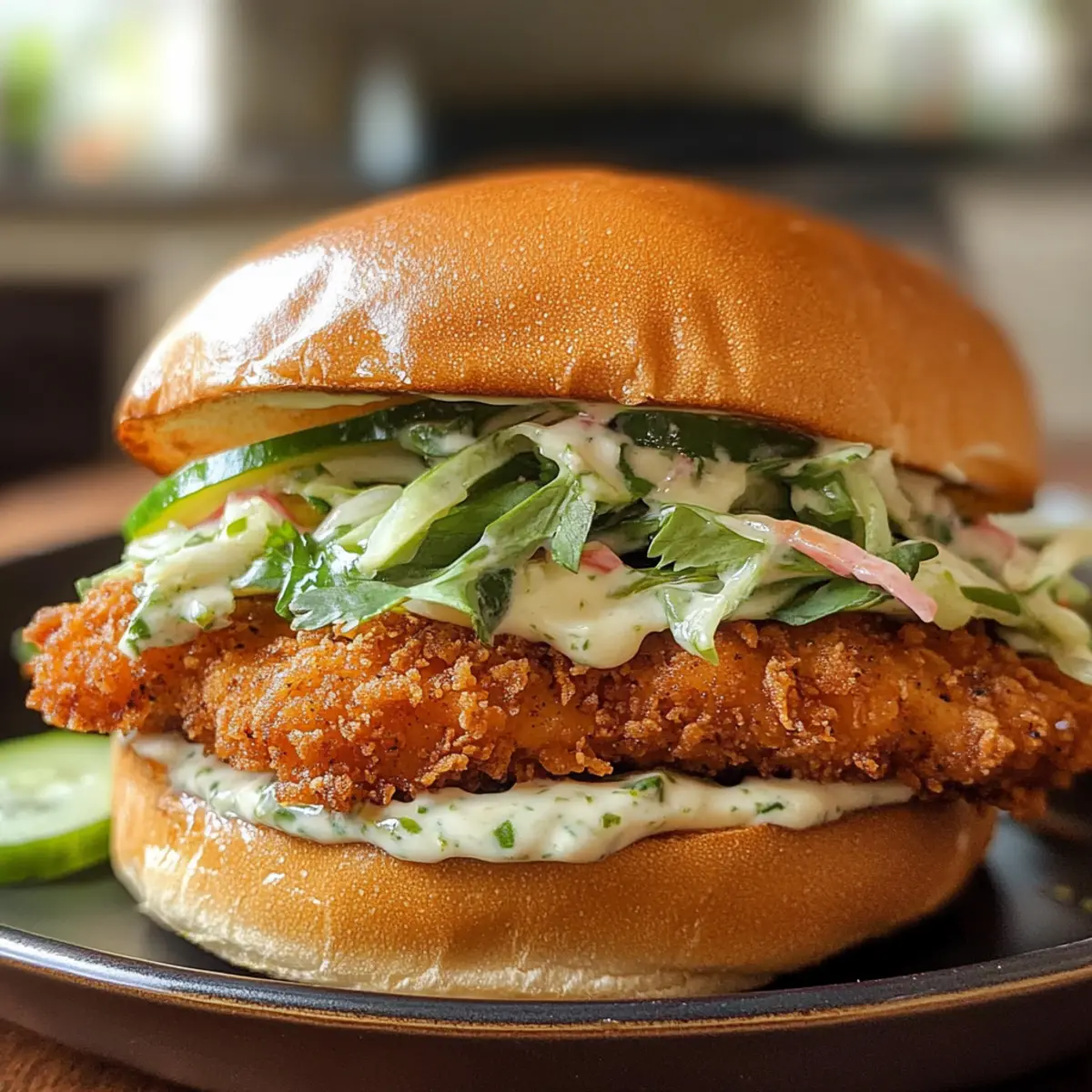 Knuspriges Koriander-Limetten-Hühnchen-Sandwich Rezept