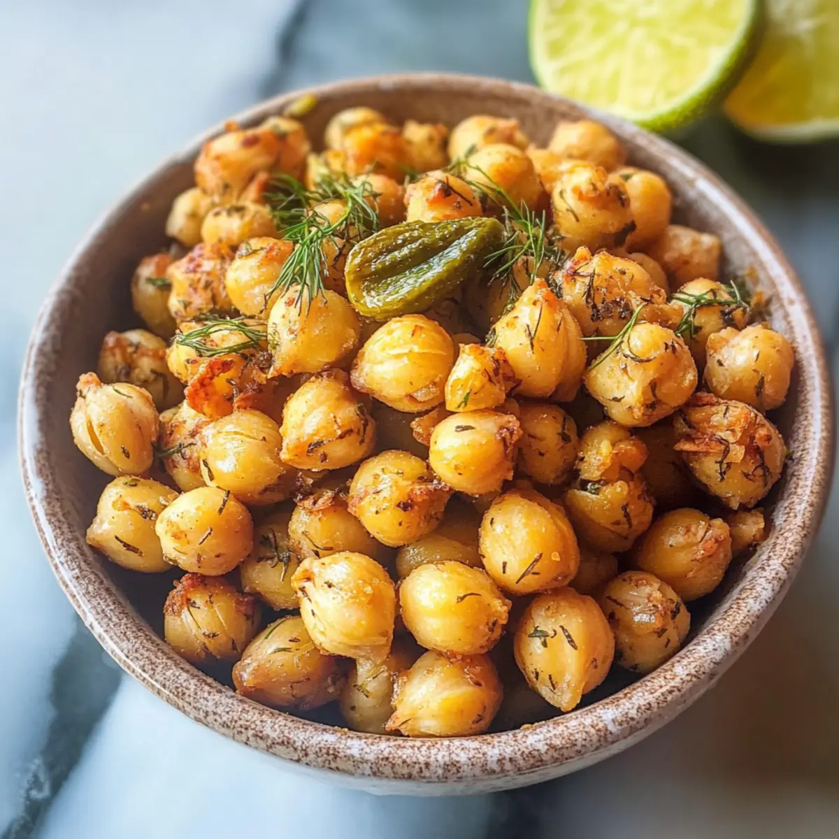 Dillgurken geröstete Kichererbsen für Knabberspaß