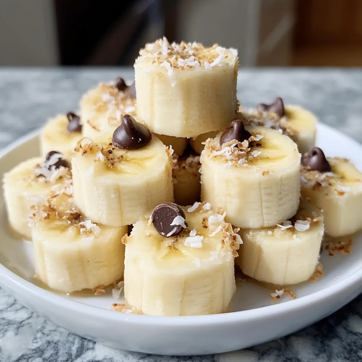 Gefrorene Bananen-Joghurt-Bissen für heiße Tage