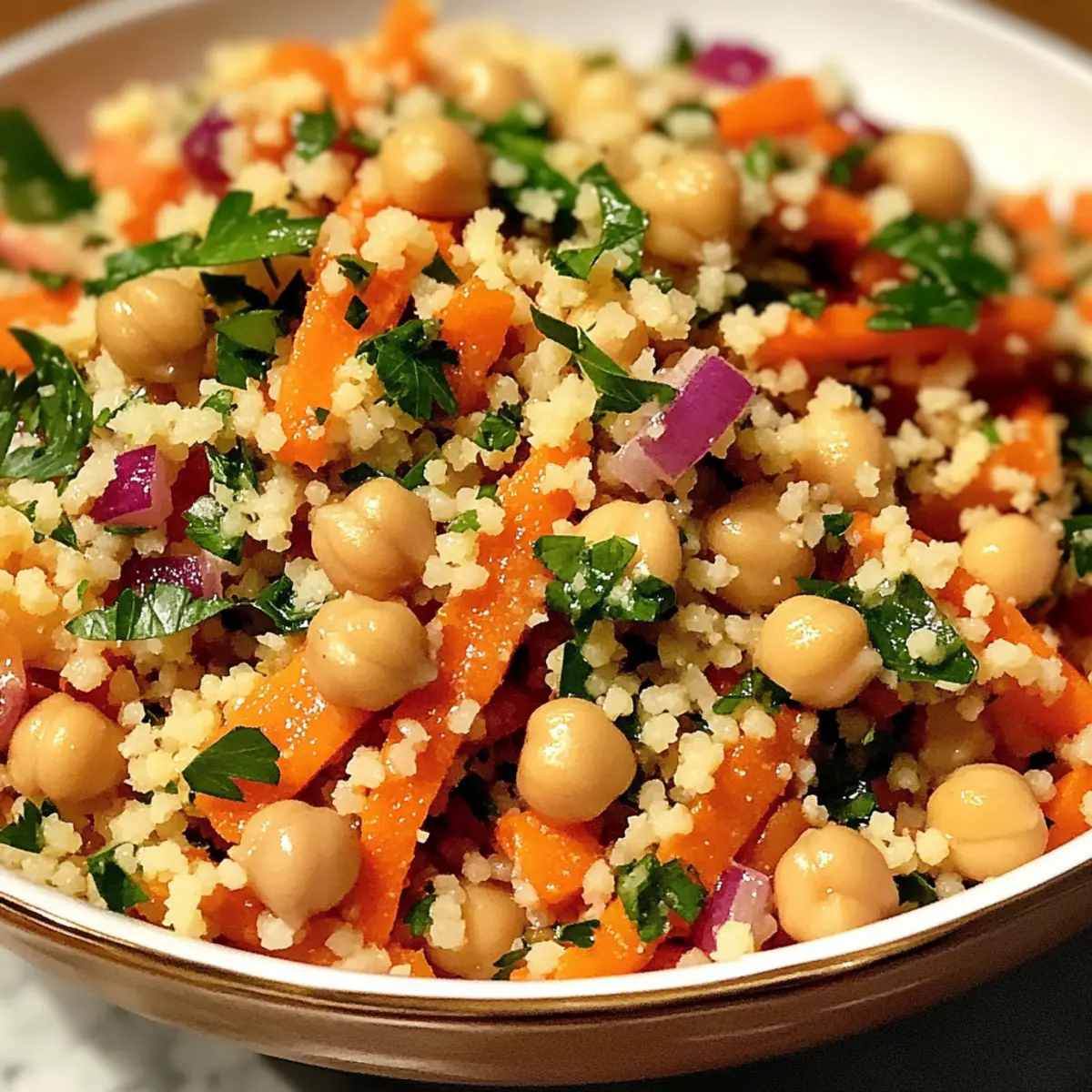 Marokkanischer gewürzter Kichererbsen-Karottensalat