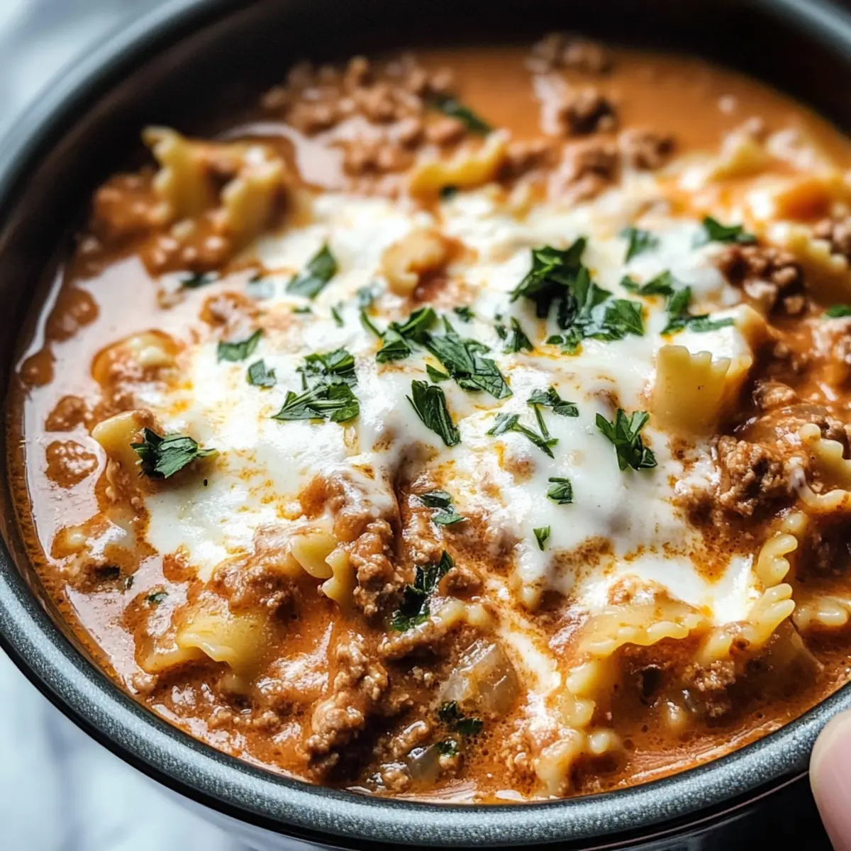 Topf Lasagne Suppe für Genuss an kalten Tagen