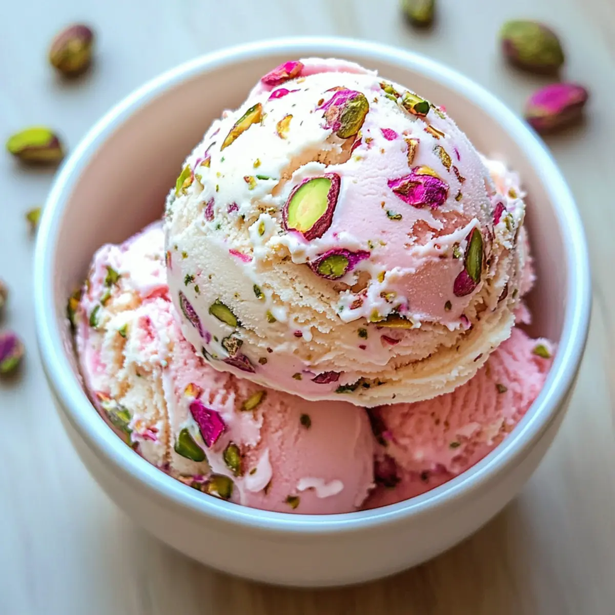 Rosen-Pistazieneis selbstgemacht für heiße Tage