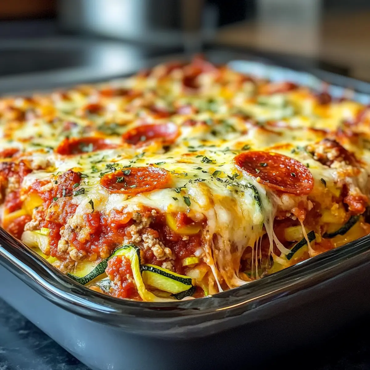 Einfaches Zucchini-Pizza-Auflauf-Abendessen ganz leicht