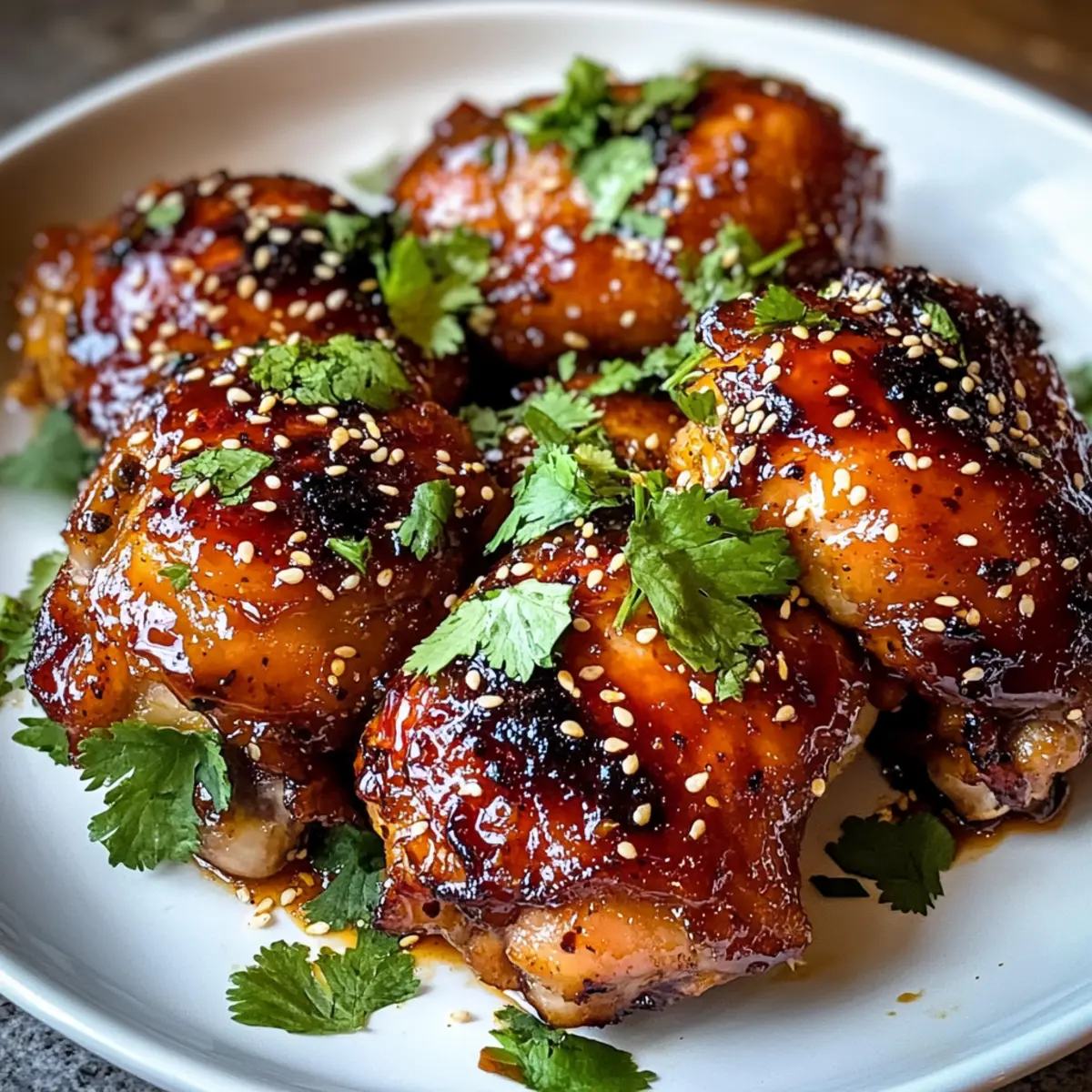 Klebende süß-scharfe Hähnchenschenkel für Feinschmecker