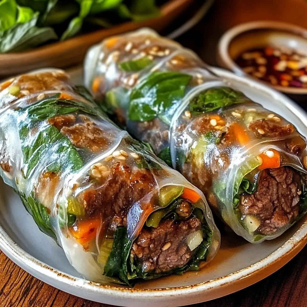 Thai-Basilikum-Rindfleisch-Rollen in 30 Minuten