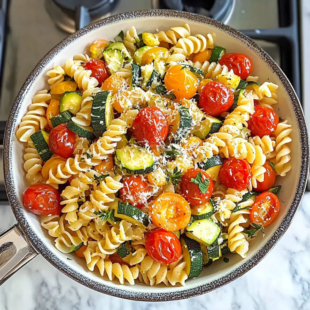 Schnelle Tomaten-Zucchini-Pasta für jeden Tag