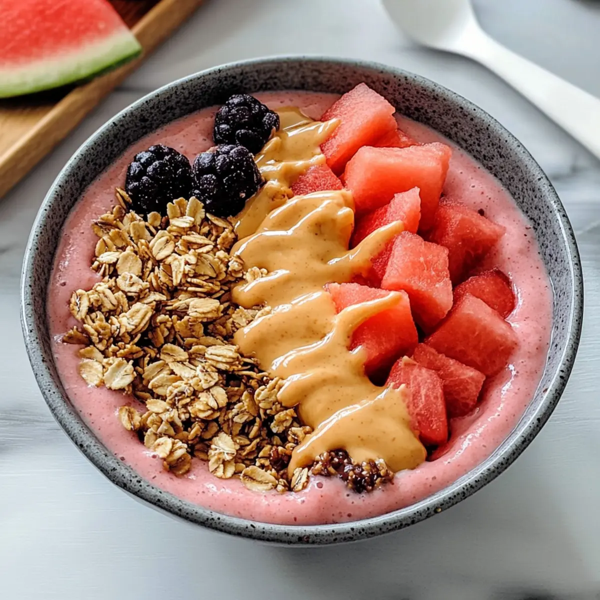 Wassermelonen-Smoothie-Schüssel für heiße Tage