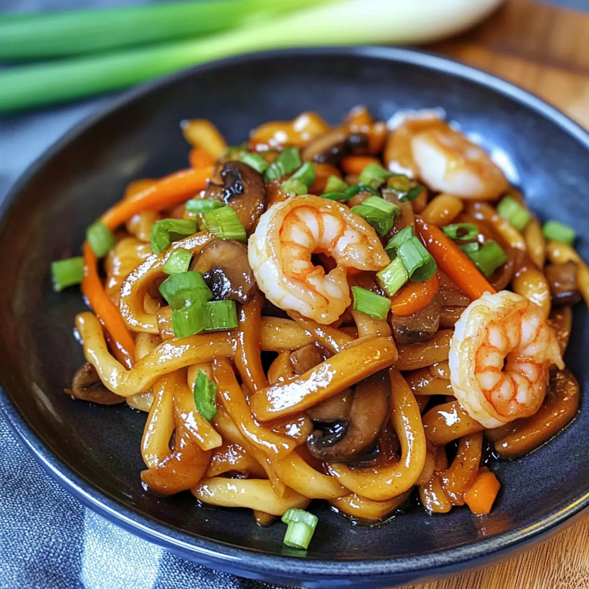 Yaki Udon mit Garnelen in 20 Minuten zubereitet