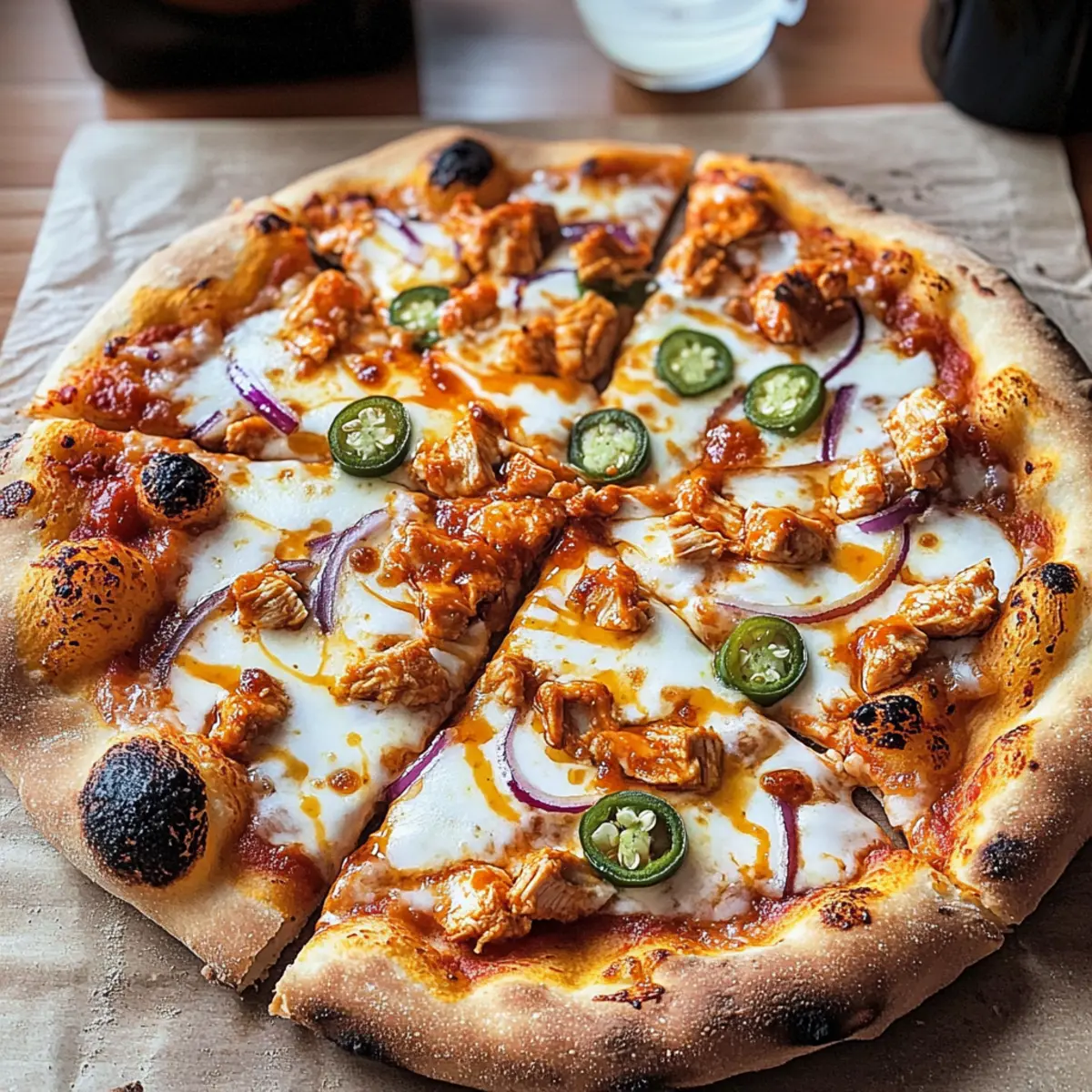 Buffalo-Hühnchen-Pizza mit süßem Honig-Touch