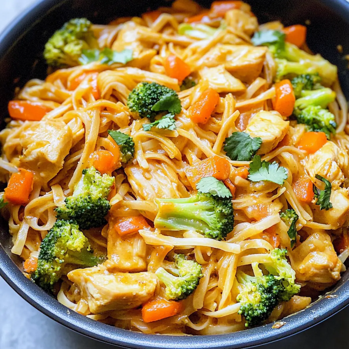 Kokosnuss-Curry-Hühnchen und Reisnudeln leicht gemacht