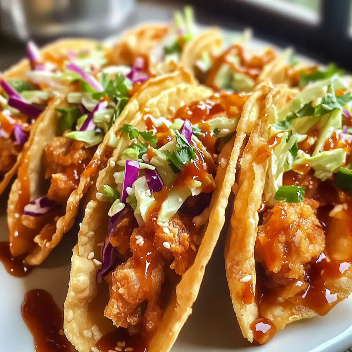 Knusprige Hähnchen-Wonton-Tacos für Zuhause