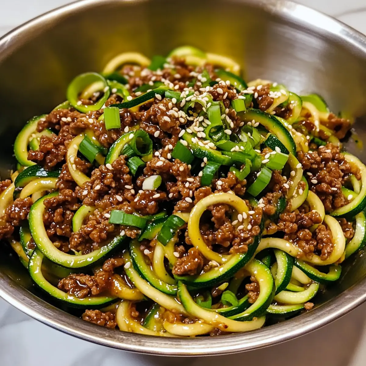Geschmackvolle koreanische Rindfleisch-Zucchini-Nudeln für jeden Tag