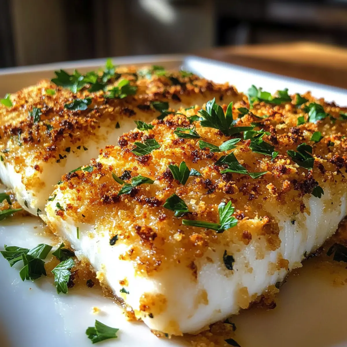 Knoblauch Parmesan Kruste Heilbutt in 15 Minuten