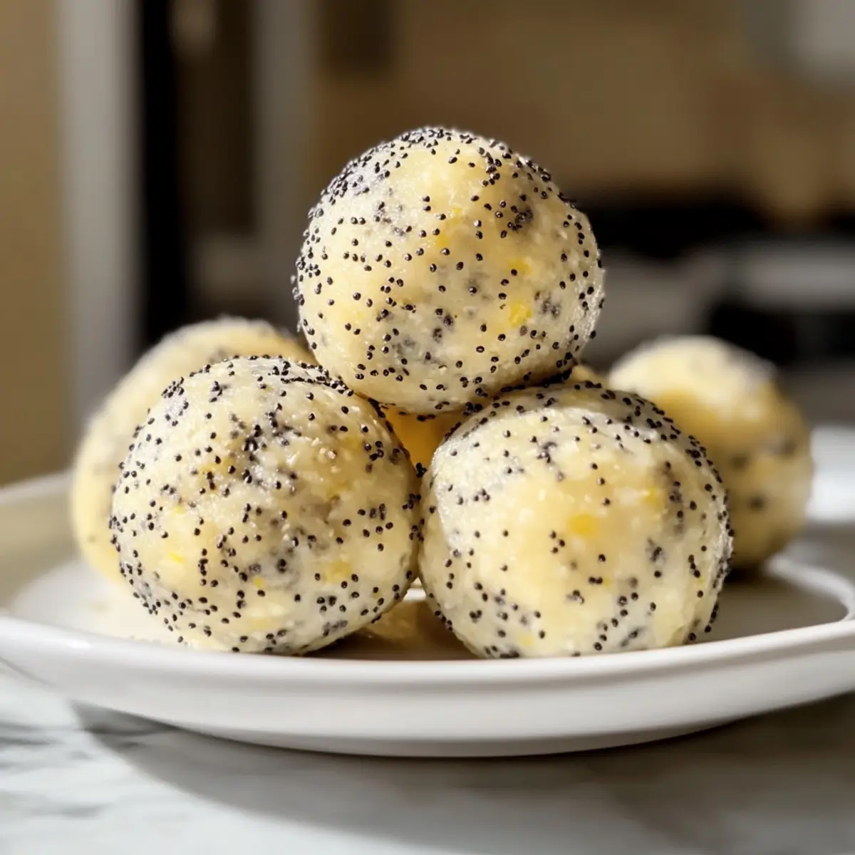 Keine-Backen Zitronen Mohnsamen Proteinbällchen ganz einfach