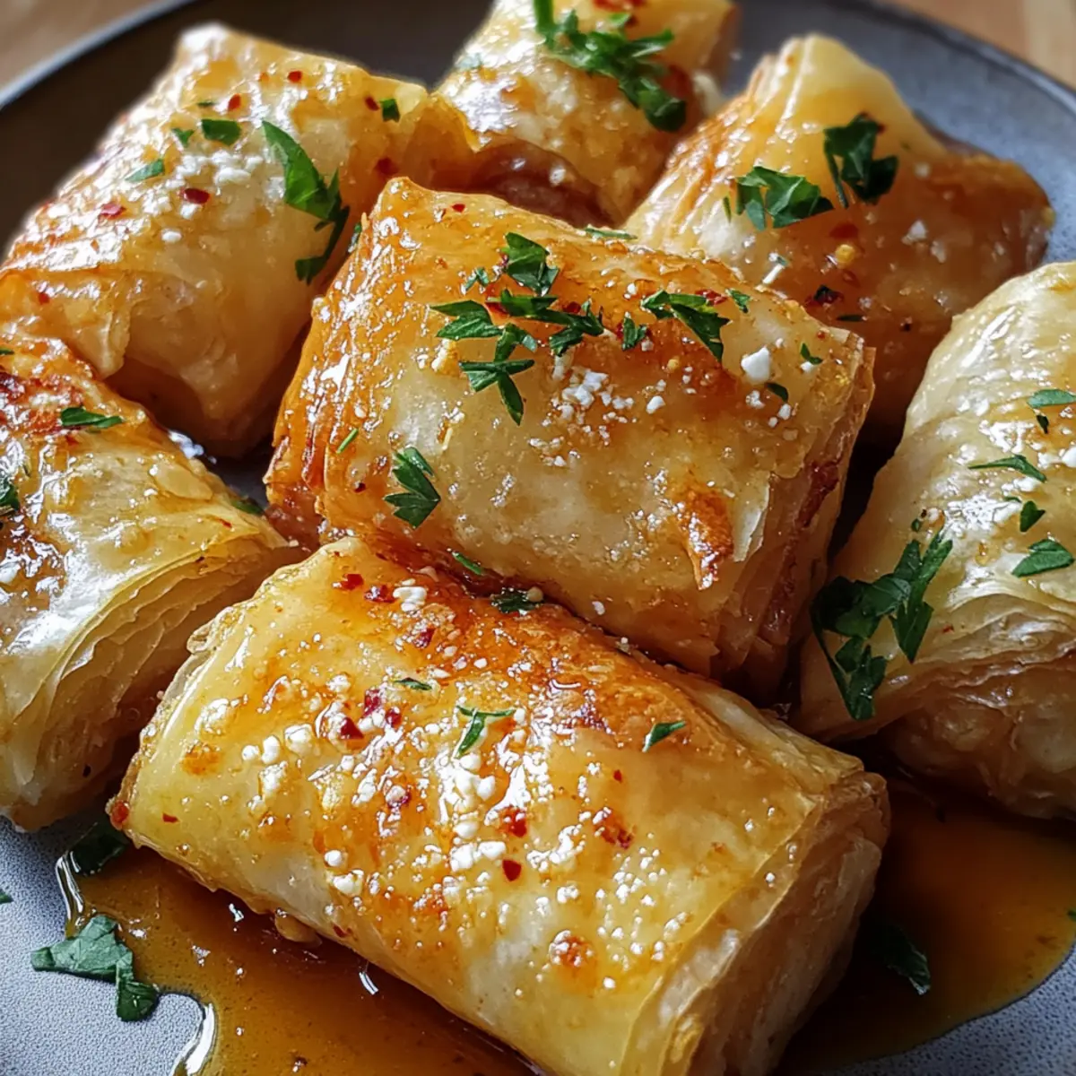 Ofenfrittierte Feta-Röllchen mit Chili-Honig Snacktraum