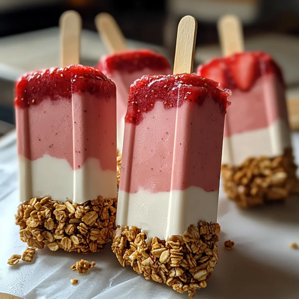 Erdbeerjoghurt-Riegel mit knusprigem Granola