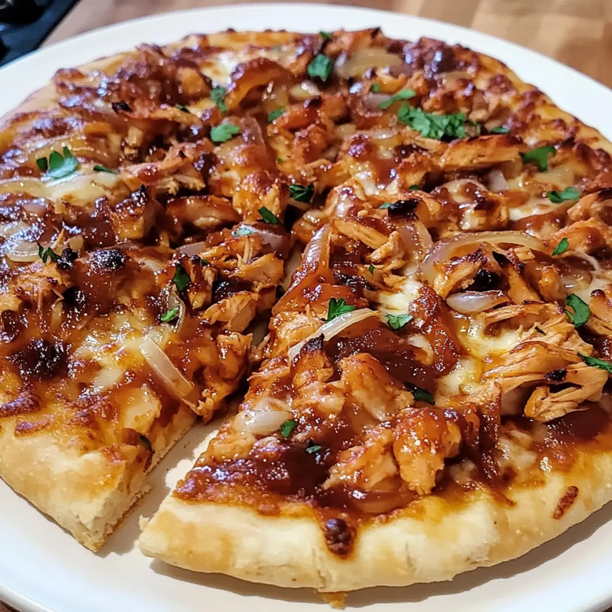 BBQ-Hühnchen-Pizza einfach selbstgemacht