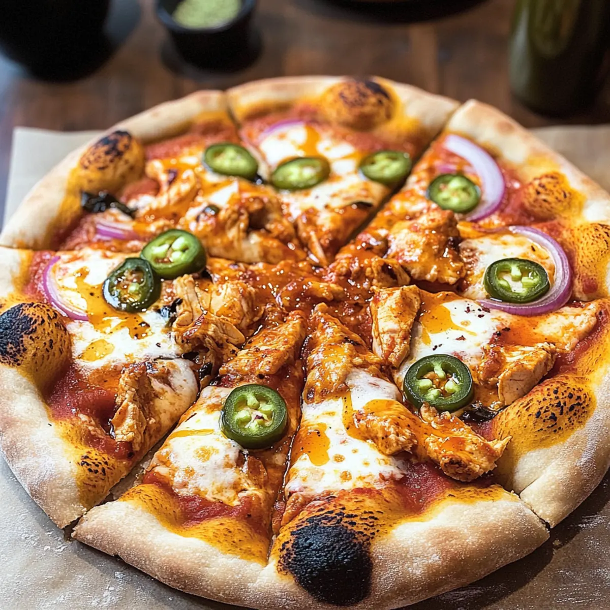 Buckel deine Geschmacksknospen mit Buffalo-Hühnchen-Pizza