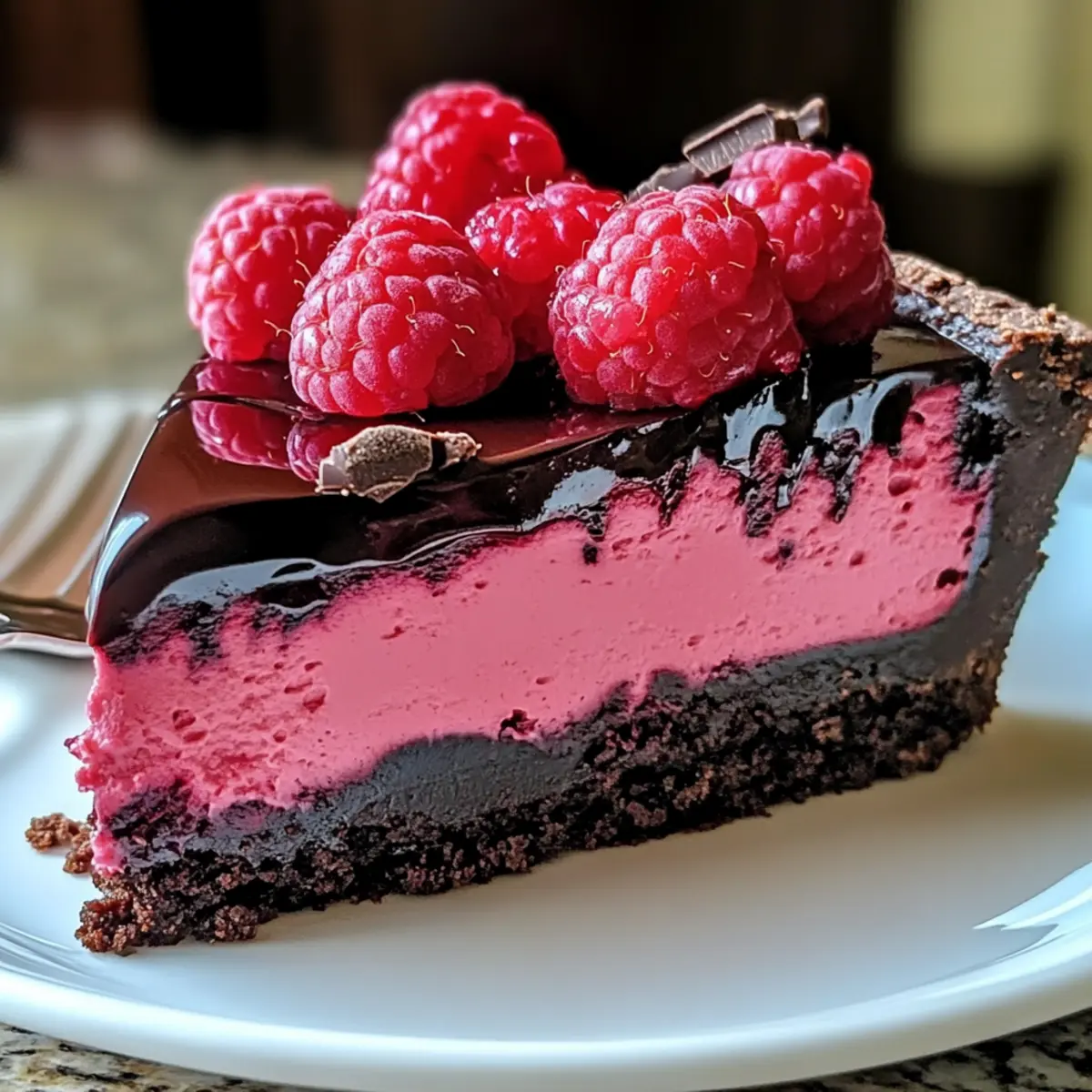 Dunkle Schokoladen-Himbeer-Käsekuchen einfach genießen