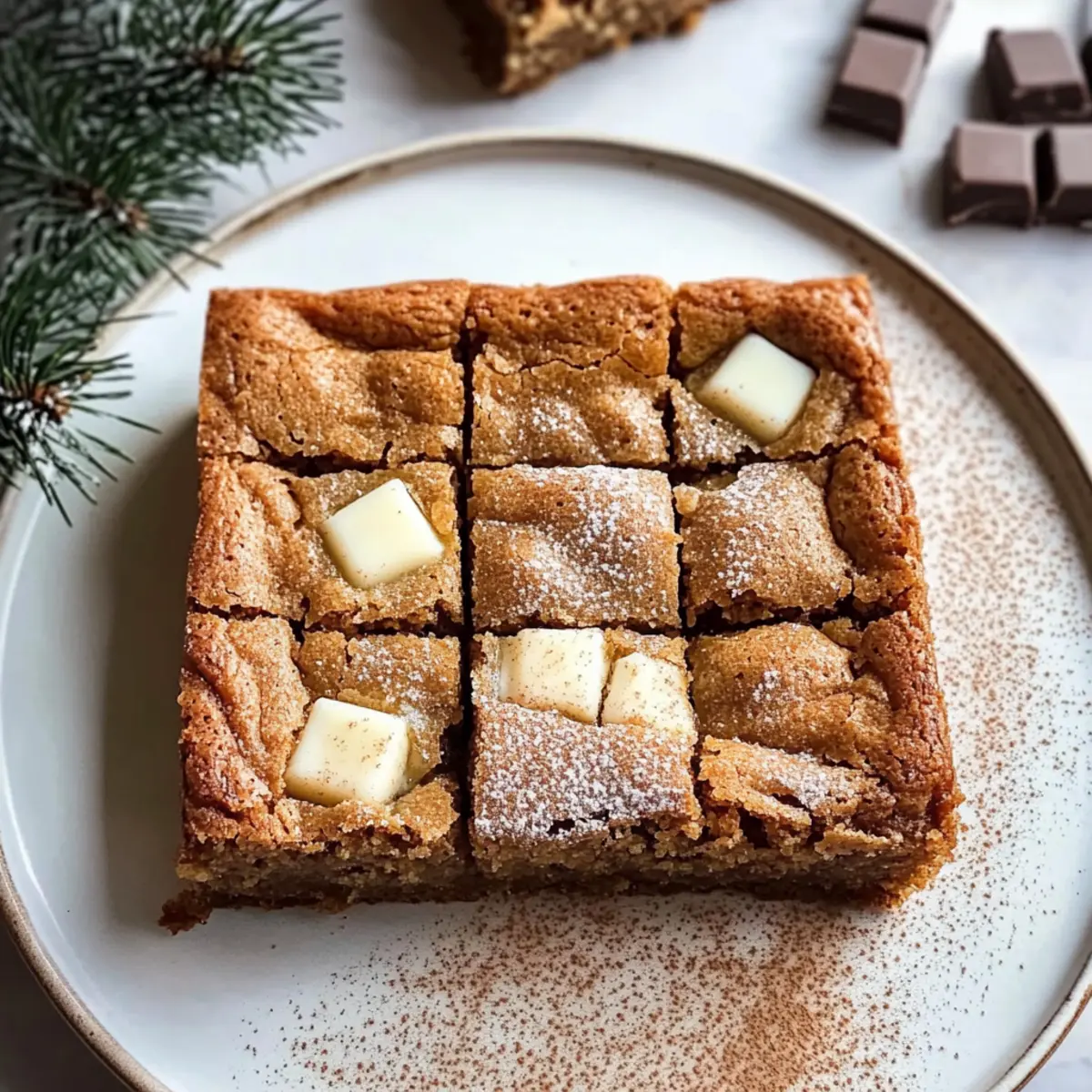 Lebkuchen Blondies mit weißer Schokolade genießen