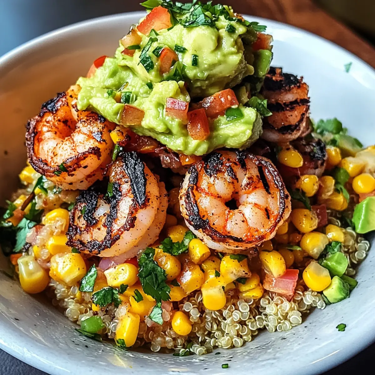 Gegrillte Garnelen Schüssel mit Avocado & Salsa