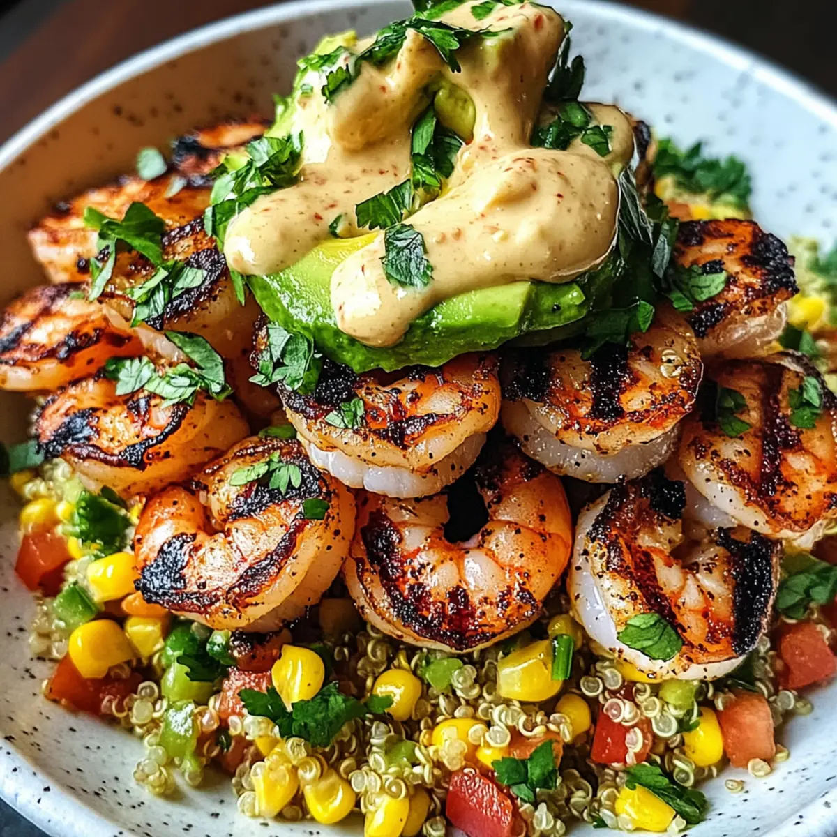Gegrillte Garnelen Schüssel mit Avocado & Salsa