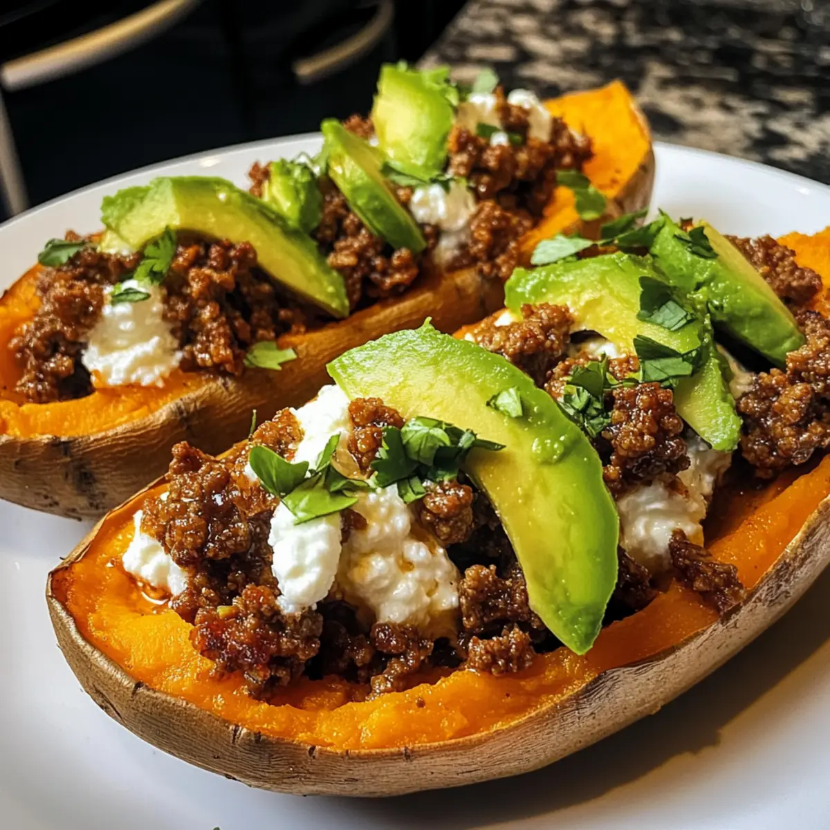 Heiße Honig-Rindfleisch und Süßkartoffel-Boote Rezept