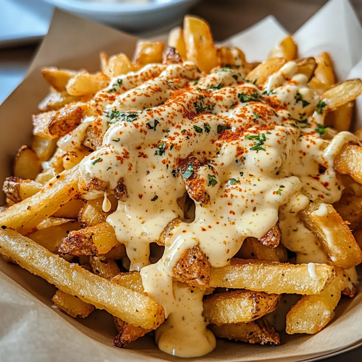 Louisiana Voodoo Pommes mit Käse-Sauce