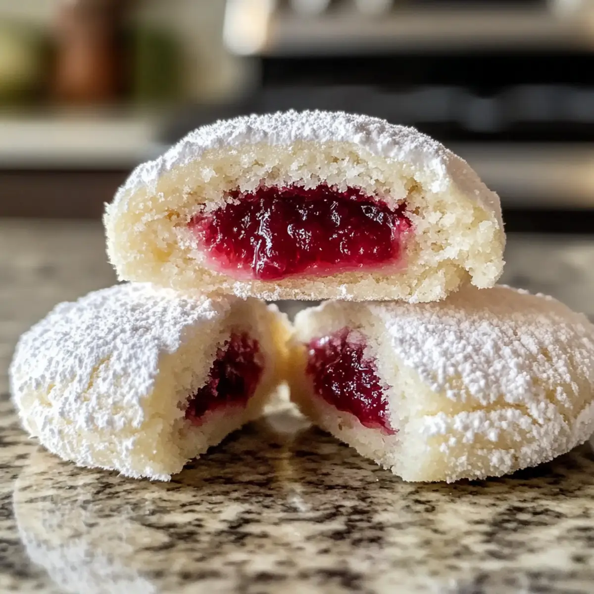 Himbeergefüllte Mandel-Schnee-Kekse ganz einfach gemacht