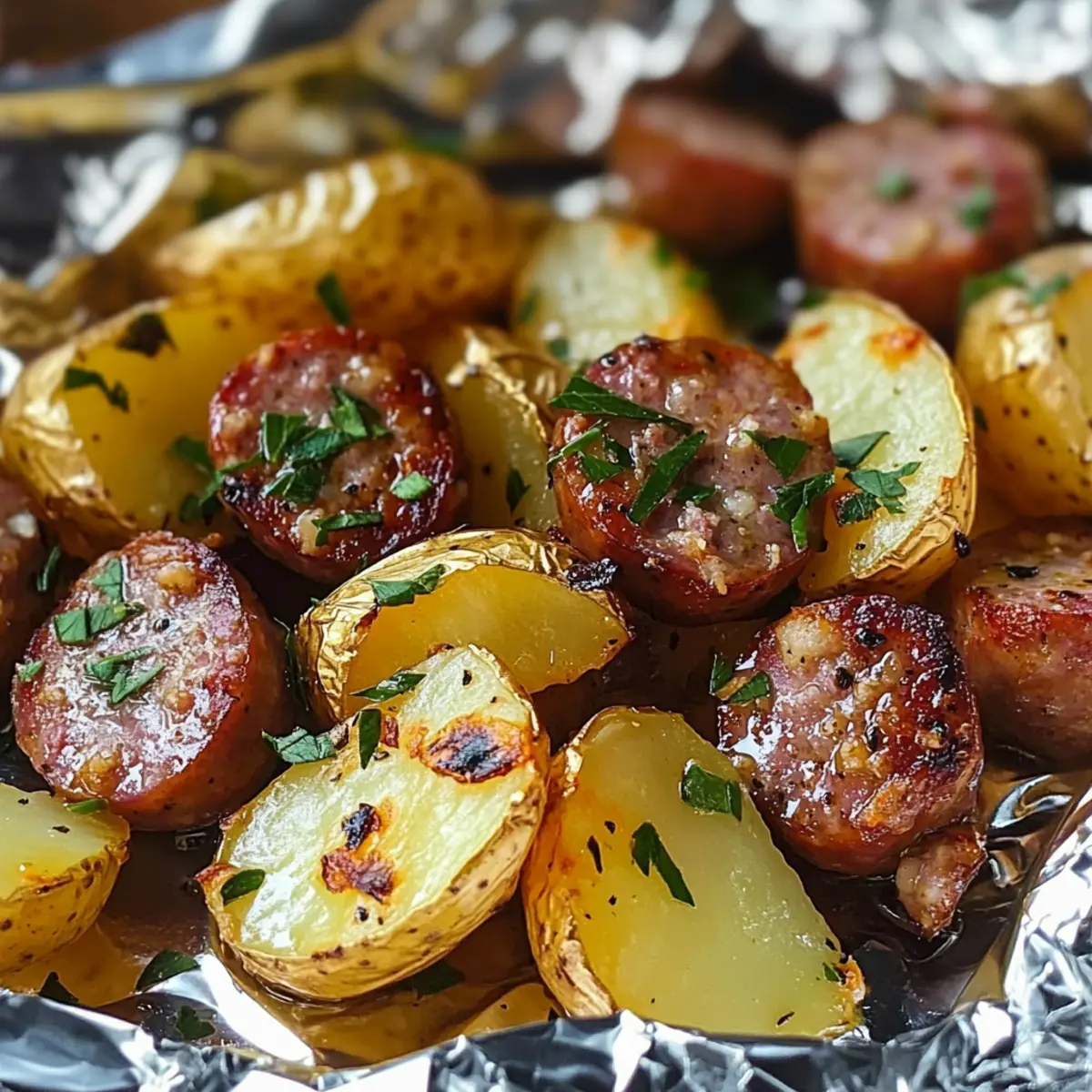 Wurst & Kartoffel Folienpaket schnell und lecker