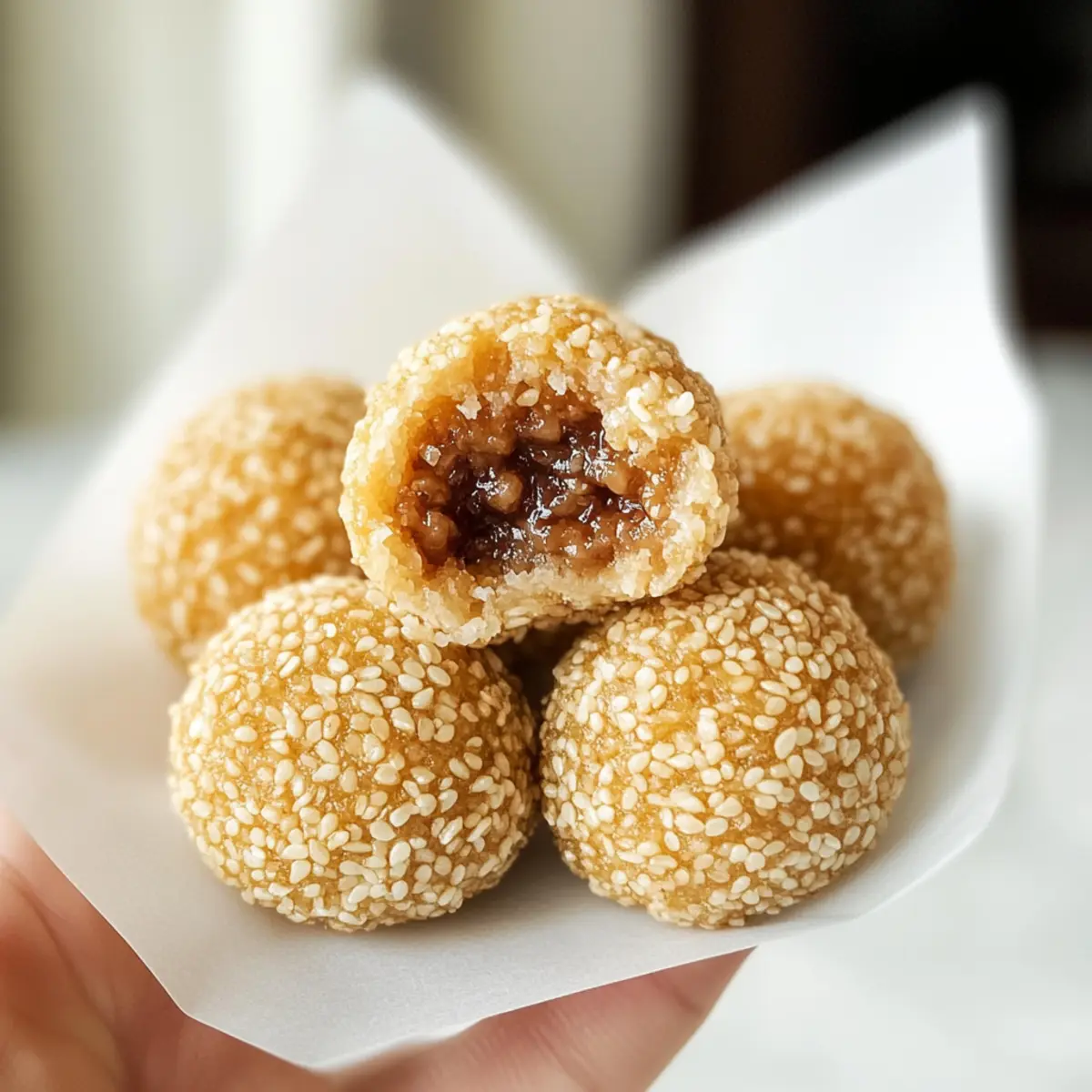 Sesamkugeln mit süßer roter Bohnenfüllung