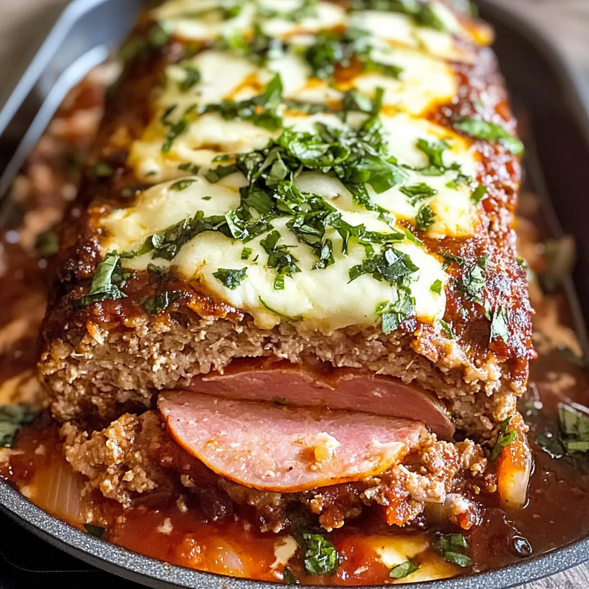 Sizilianischer Hackbraten mit Schinken und Mozzarella