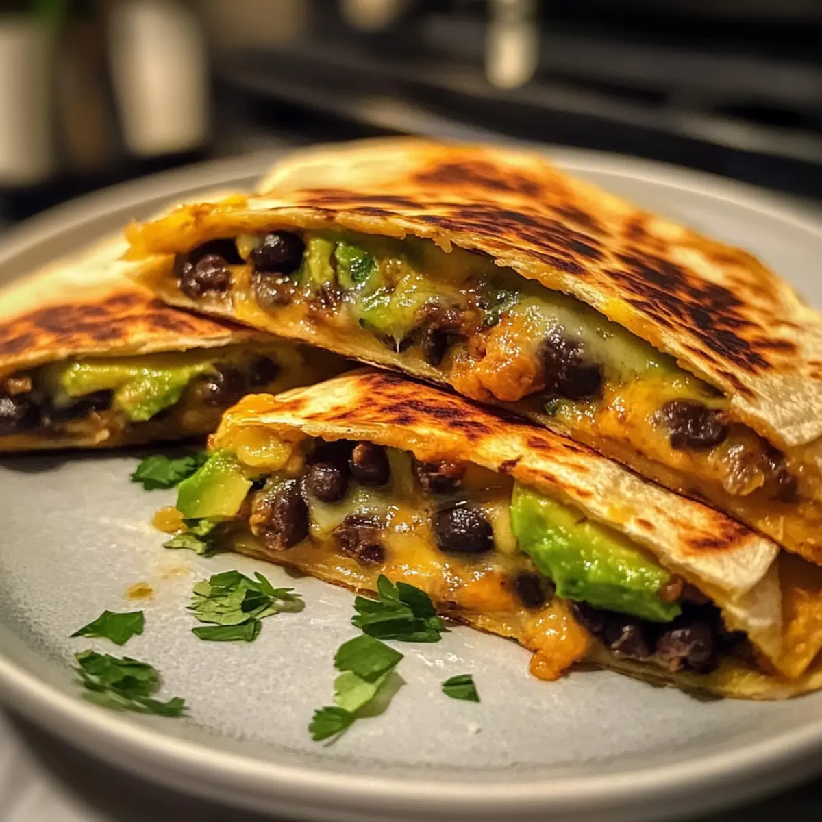 Vegetarische Avocado- und Schwarzbohnen-Quesadilla für Eilige