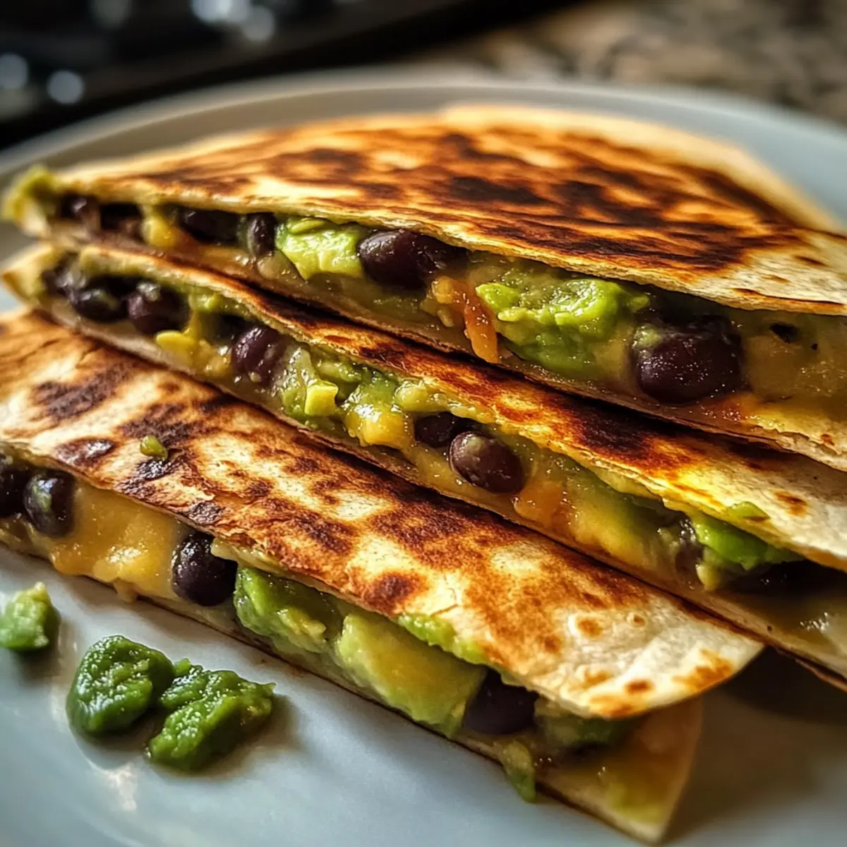 Köstliche Vegetarische Avocado- und Schwarzbohnen-Quesadilla