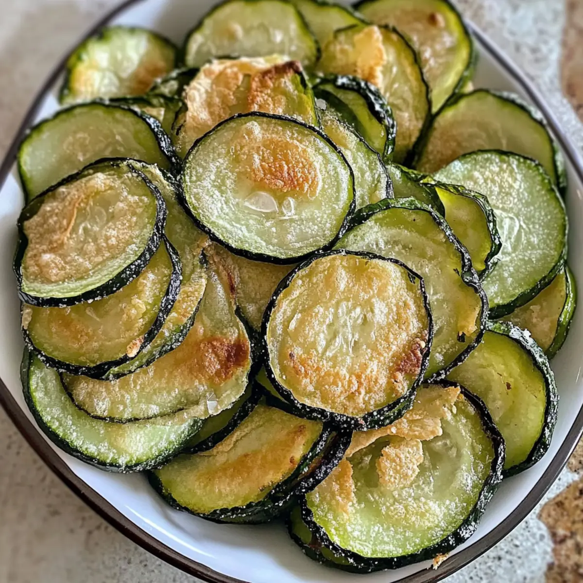 Gebratene Gurkenchips mit Salz- und Essiggeschmack