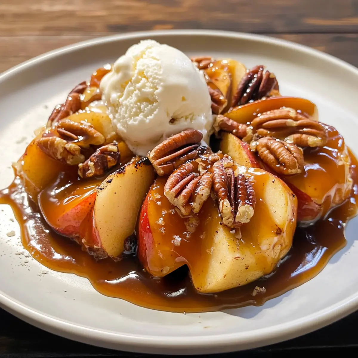 Blühende Gegrillte Äpfel mit Karamell und Nüssen