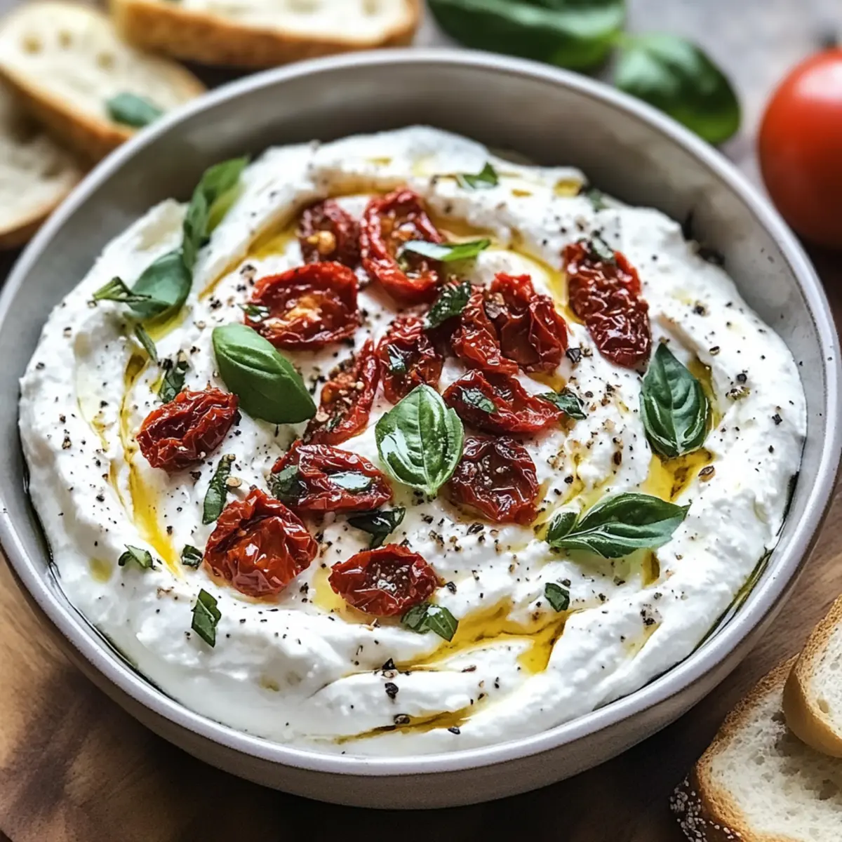 Burrata-Dip Tomate-Basilikum schnell selbstgemacht